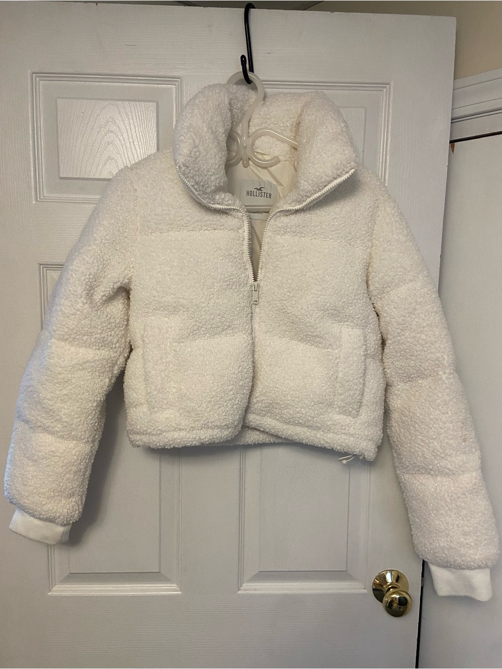 Hollister Cream Sherpa-Lined Zip Jacket